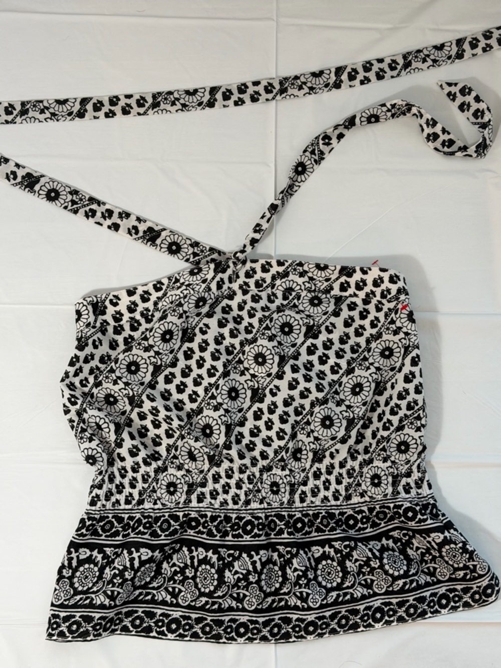 Ann Taylor Loft, Black & White Floral Strapless Summer Top, size 4